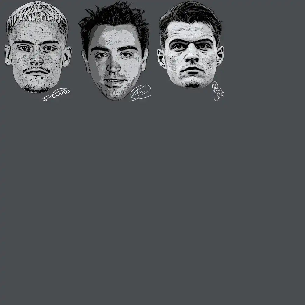 Three stylized male portraits with signatures, print-ready for DTF DTG embroidery designs