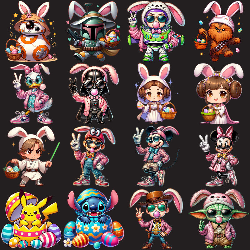 90 Cartoons & Movies Easter Day Designs Bundle PNG