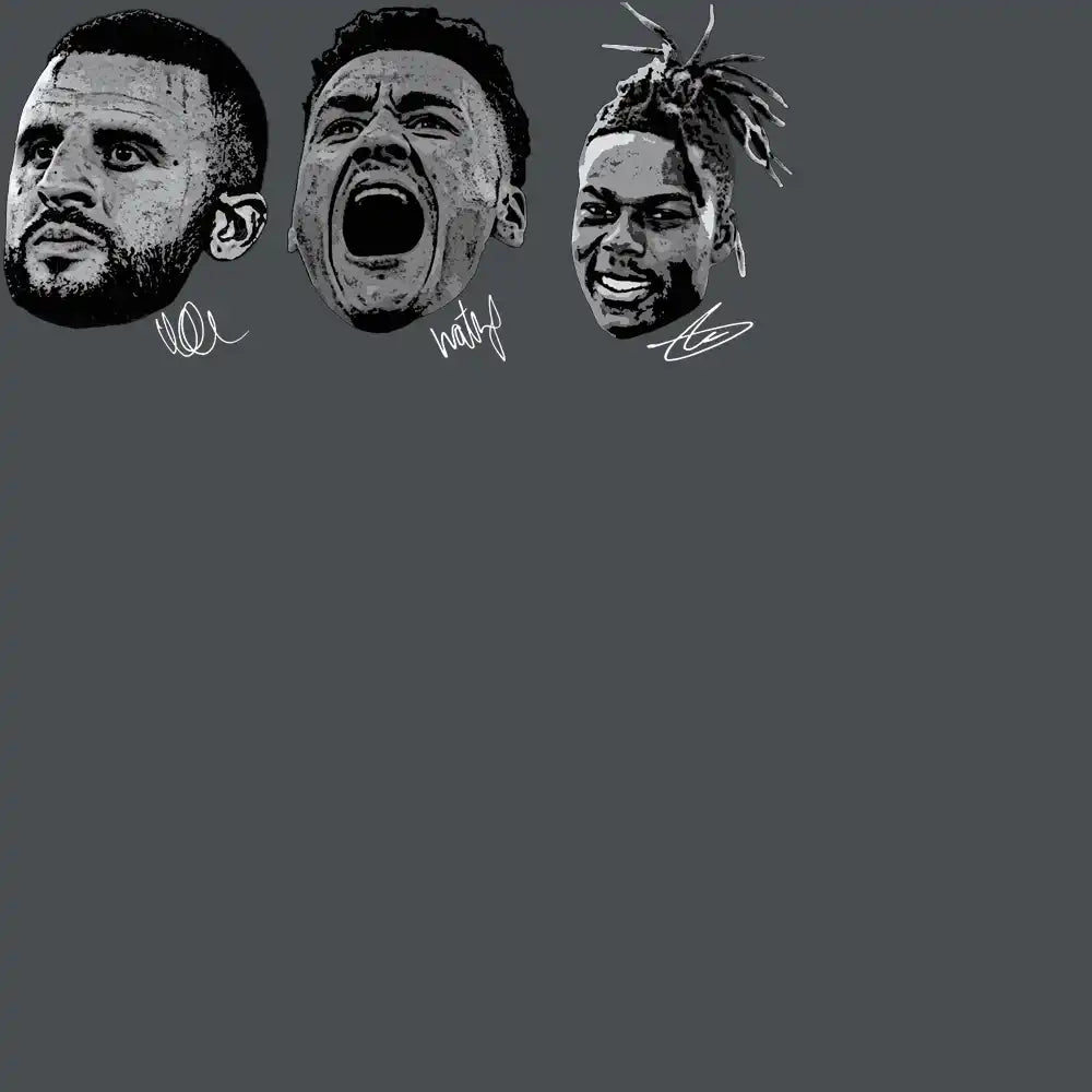 Three stylized black-and-white athlete portraits with signatures, ideal for DTF/DTG printing designs.