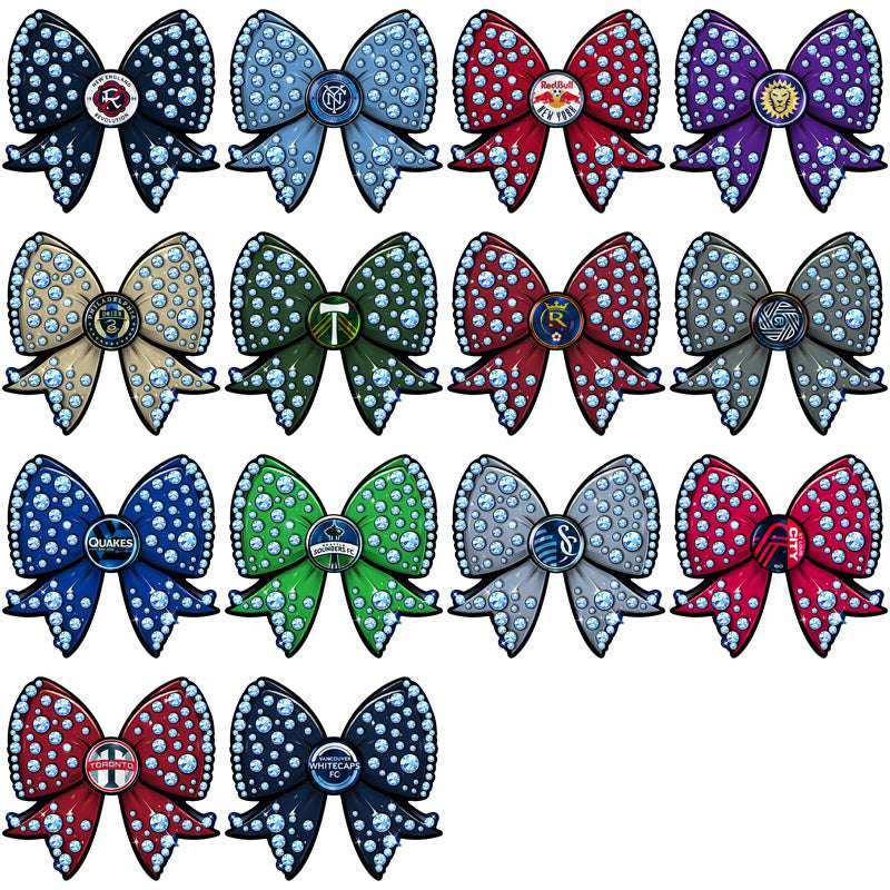 30 Soccer Teams Bling Bow Designs Bundle PNG