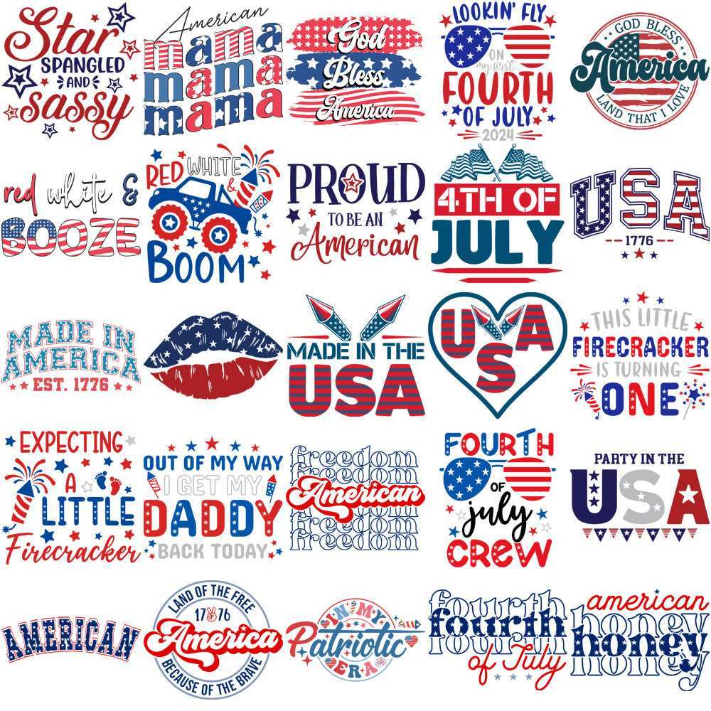 200 4th of July Patriotic USA Festive Designs Bundle PNG
