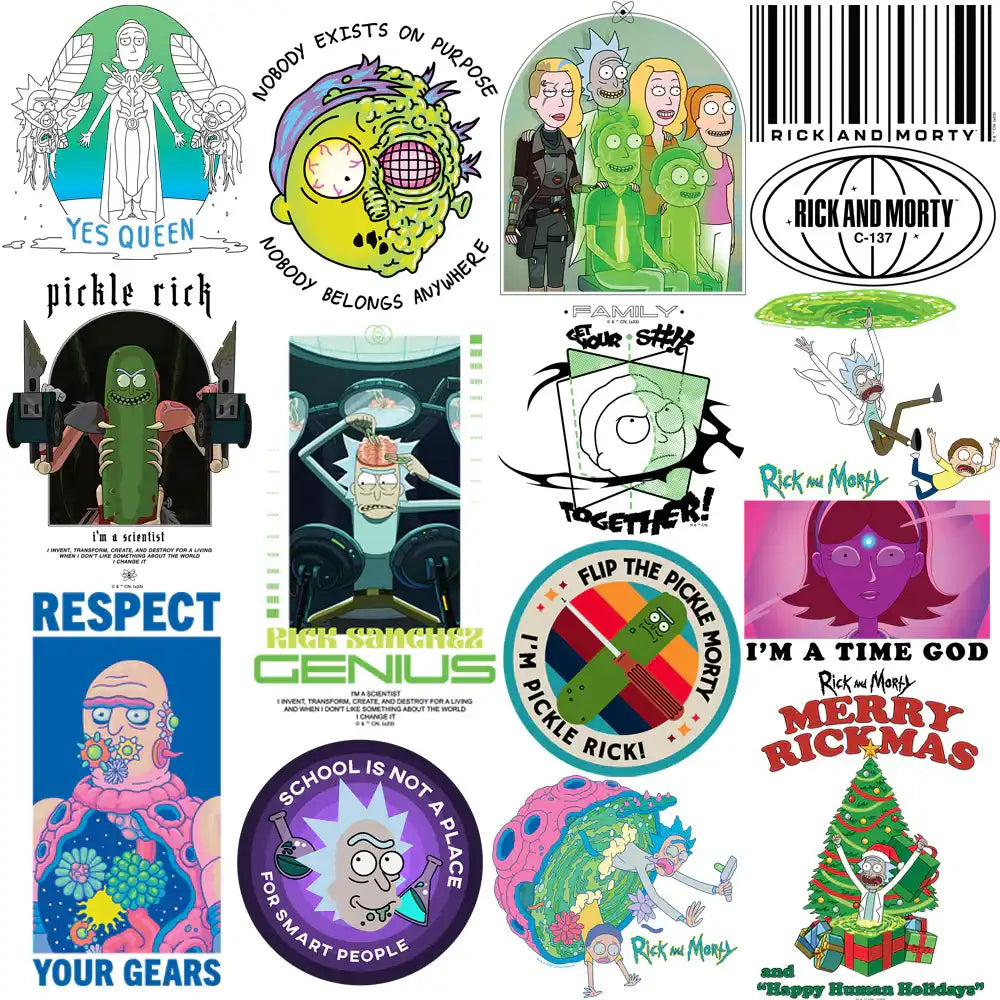 Rick and Morty print-ready designs featuring iconic characters and quotes for t-shirts and merch