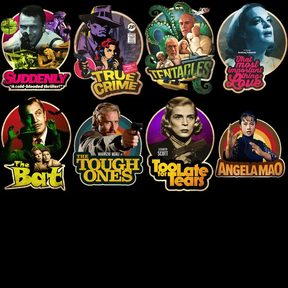 Retro movie poster designs for DTF, DTG, embroidery, and tumbler wraps — print-ready PNG, SVG, PES