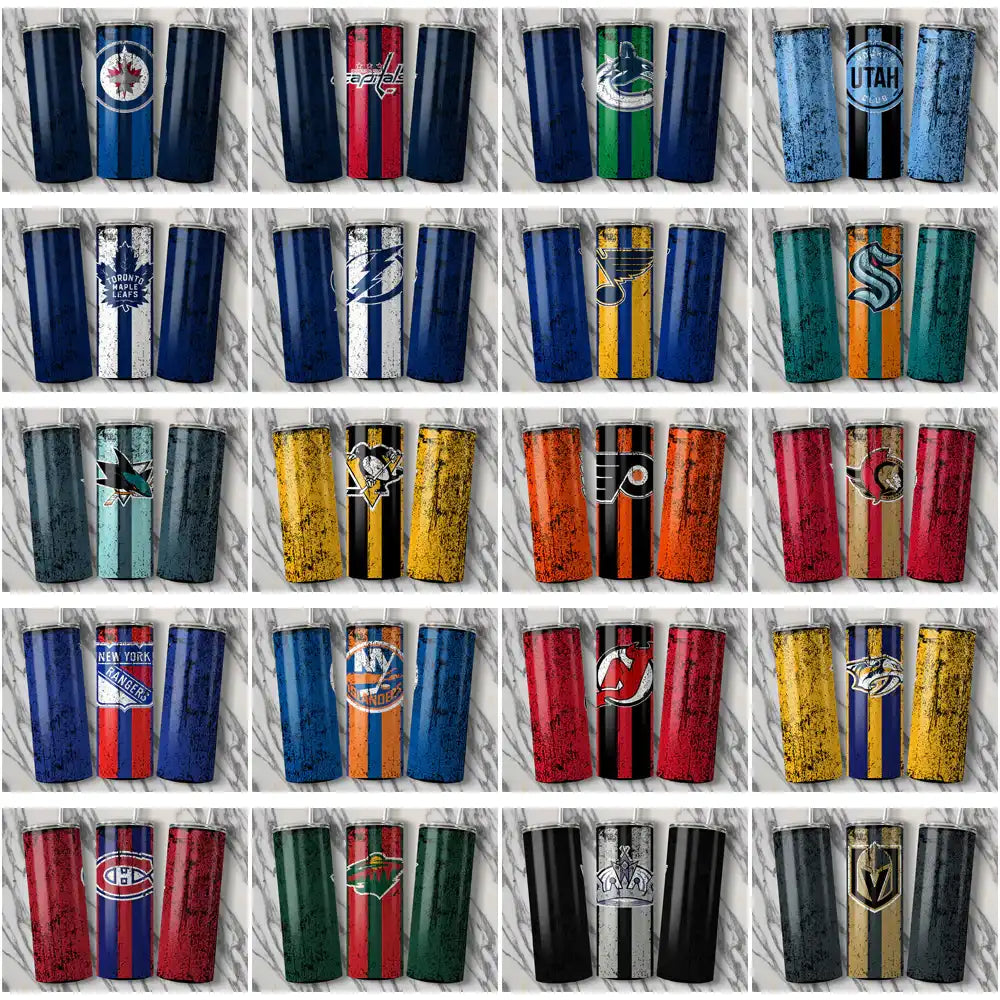 NHL team tumbler wrap designs for DTF, DTG, embroidery – print-ready PNG, SVG, PES files