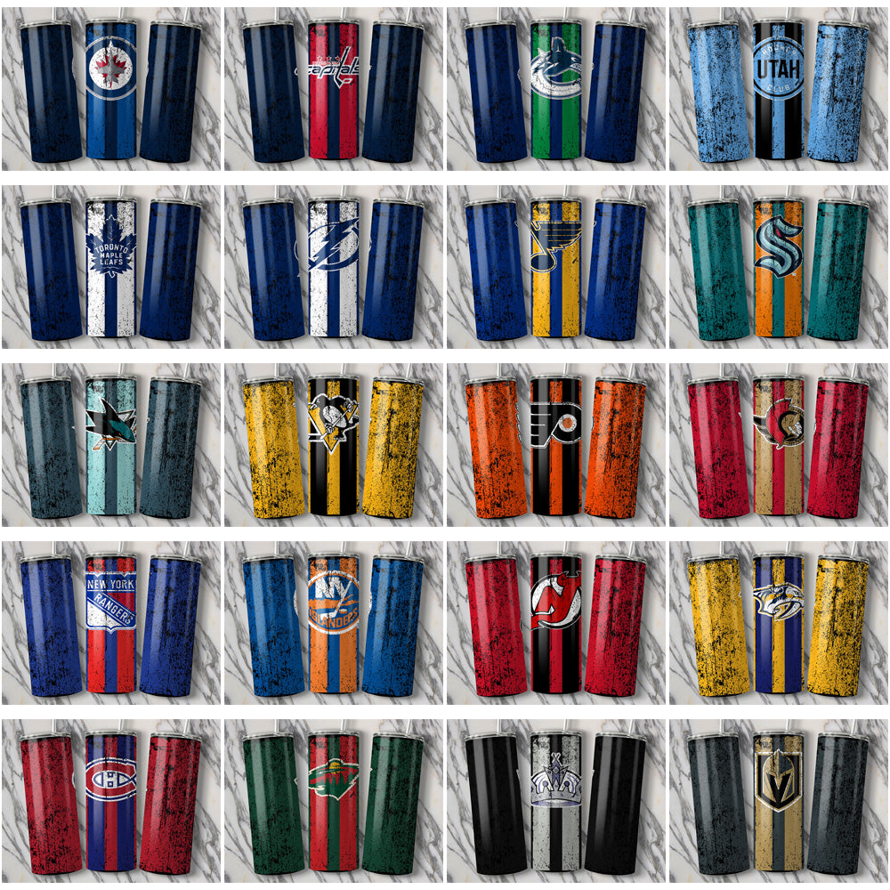 32 Ice Hockey Teams Grunge Style Tumbler Wrap Bundle JPG