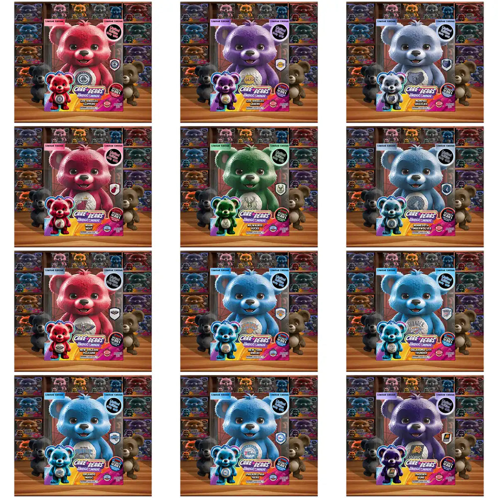 Care Bears NBA team edition plush toys in vibrant colors, limited edition collectibles
