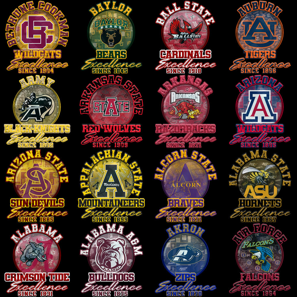 127 College NCAA Excellence PNG Designs Bundle