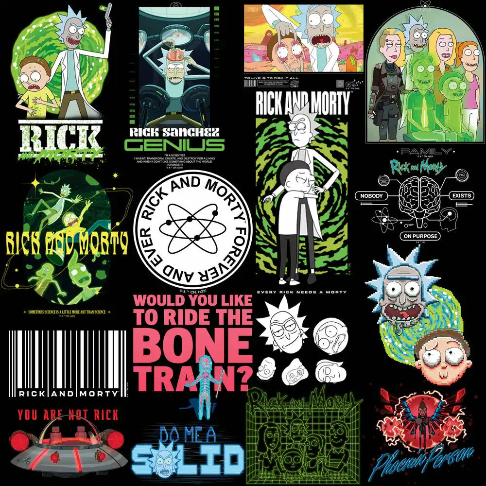 Rick and Morty print-ready designs bundle for DTG, DTF, embroidery, tumbler wraps — PNG, SVG, PES files