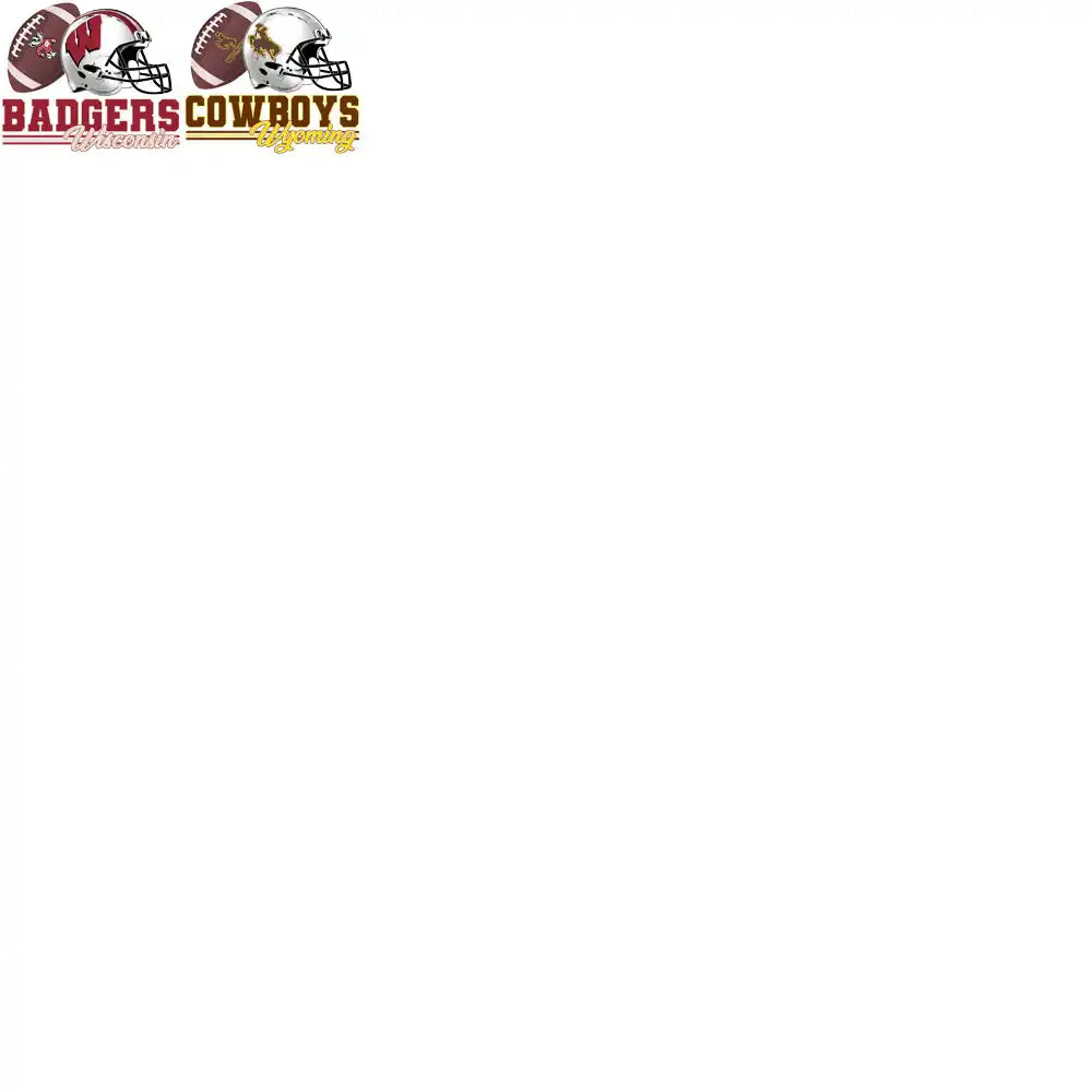 Wisconsin Badgers vs Wyoming Cowboys football helmet and ball design for DTF DTG print