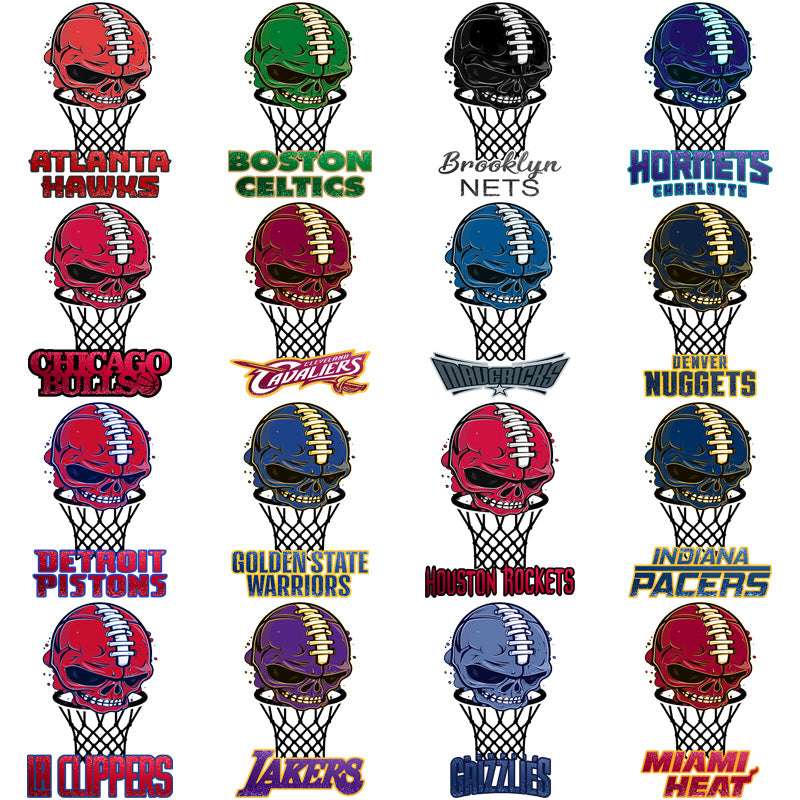 30 Basketball Teams Basketball Skull & Glitter Designs Bundle PNG