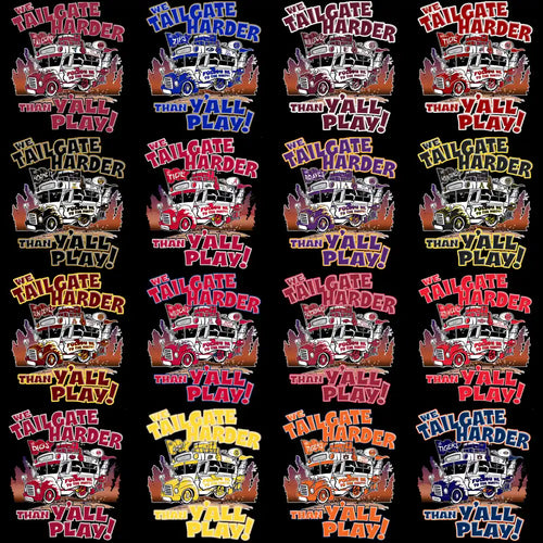Tailgate harder than y'all play truck designs for DTF DTG print-ready PNG SVG