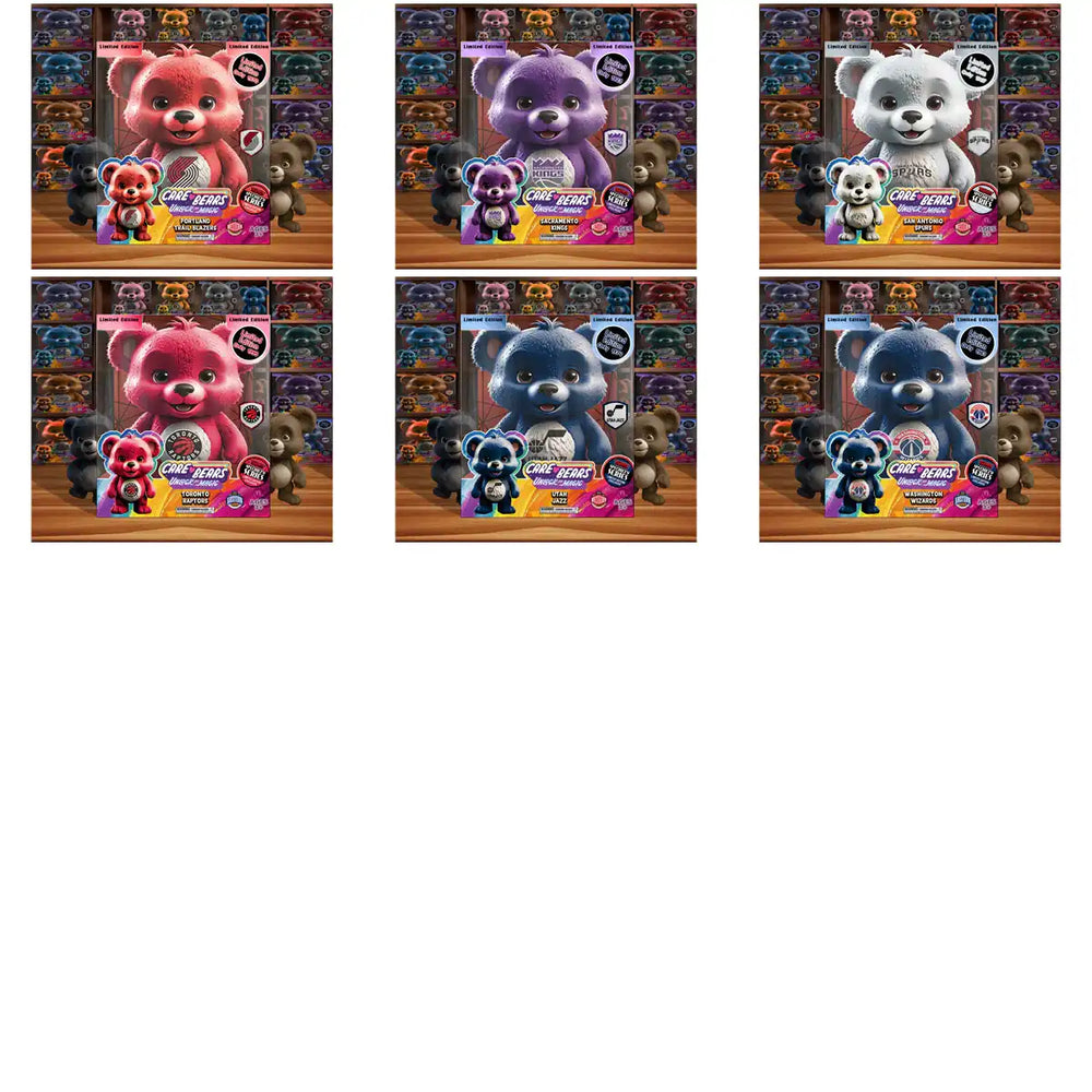 Care Bears NBA team edition plush toys in vibrant colors, limited edition collectibles