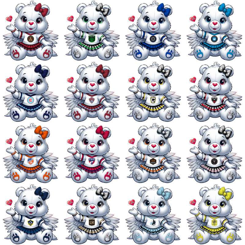 30 Soccer Teams Carebear Cheerleader Designs Bundle PNG