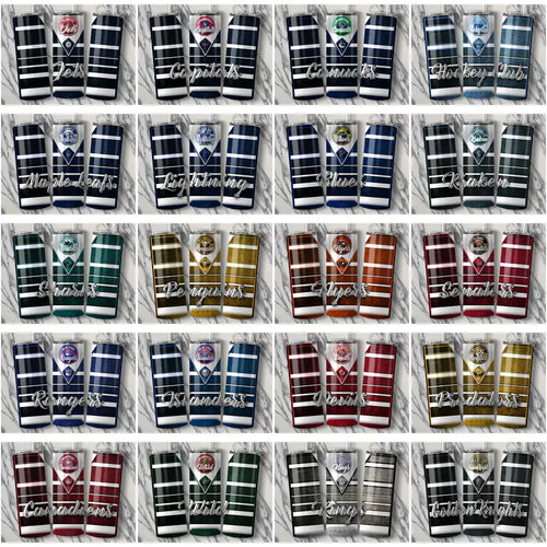 Hockey team tumbler wraps with team logos and striped designs, print-ready for DTF/DTG or embroidery.