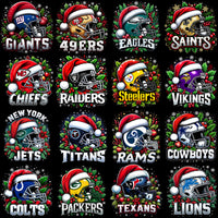 Load image into Gallery viewer, 32 Christmas Helmets Football Teams (Black knockout) Designs Bundle PNG
