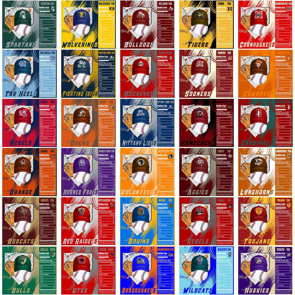 61 NCAA College Sports Team Fan Wrap BaseBall Tumbler Wrap Bundle JPG