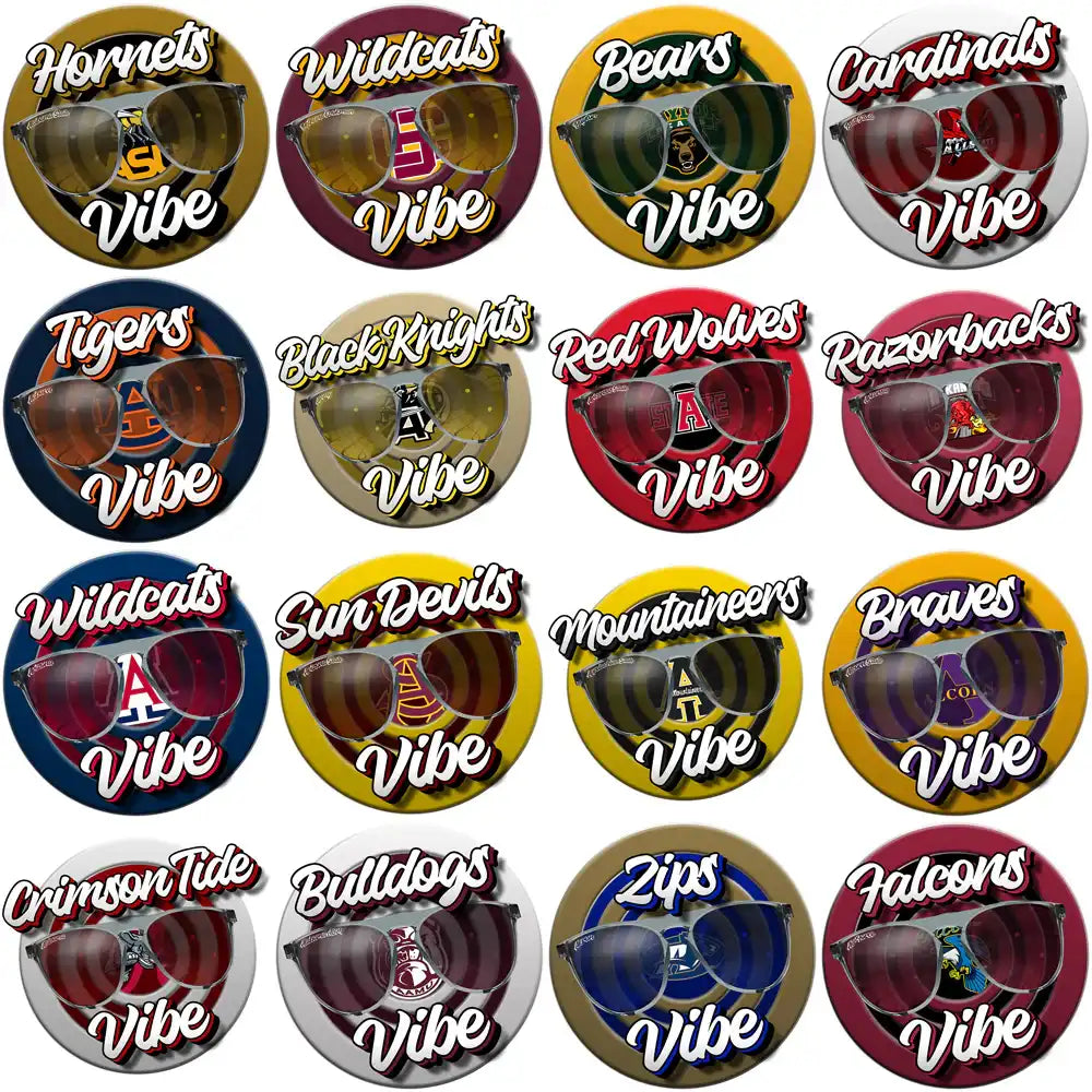 College team vibe sunglasses designs for DTF, DTG, embroidery, and tumbler wraps – print-ready PNG, SVG, PES