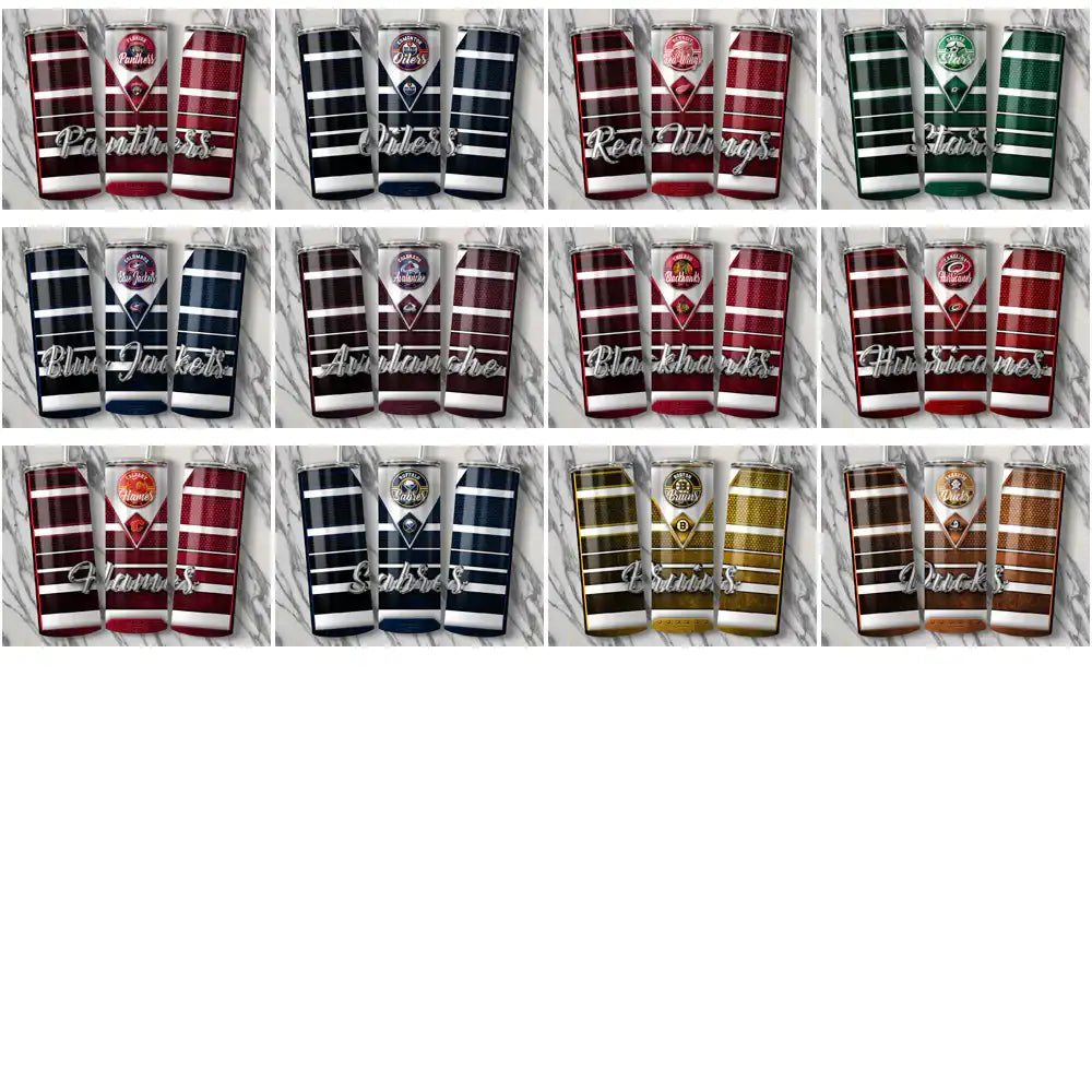 NHL team tumbler wrap designs for DTF, DTG, embroidery — print-ready PNG, SVG, PES files