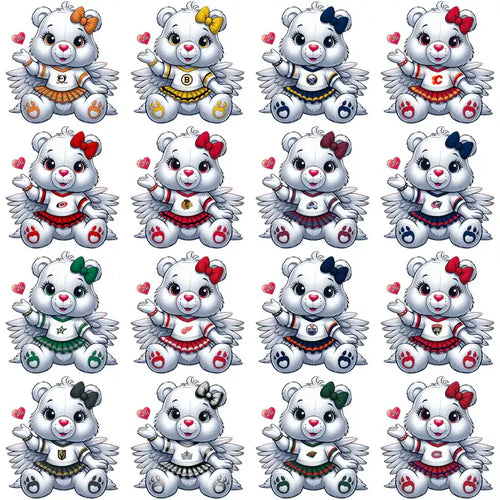 Cute angel bear designs in NHL team jerseys for DTF, DTG, embroidery – print-ready PNG, SVG, PES