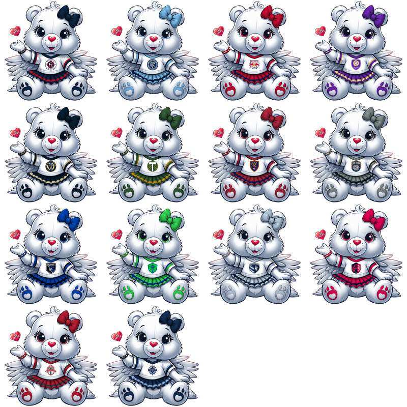 30 Soccer Teams Carebear Cheerleader Designs Bundle PNG
