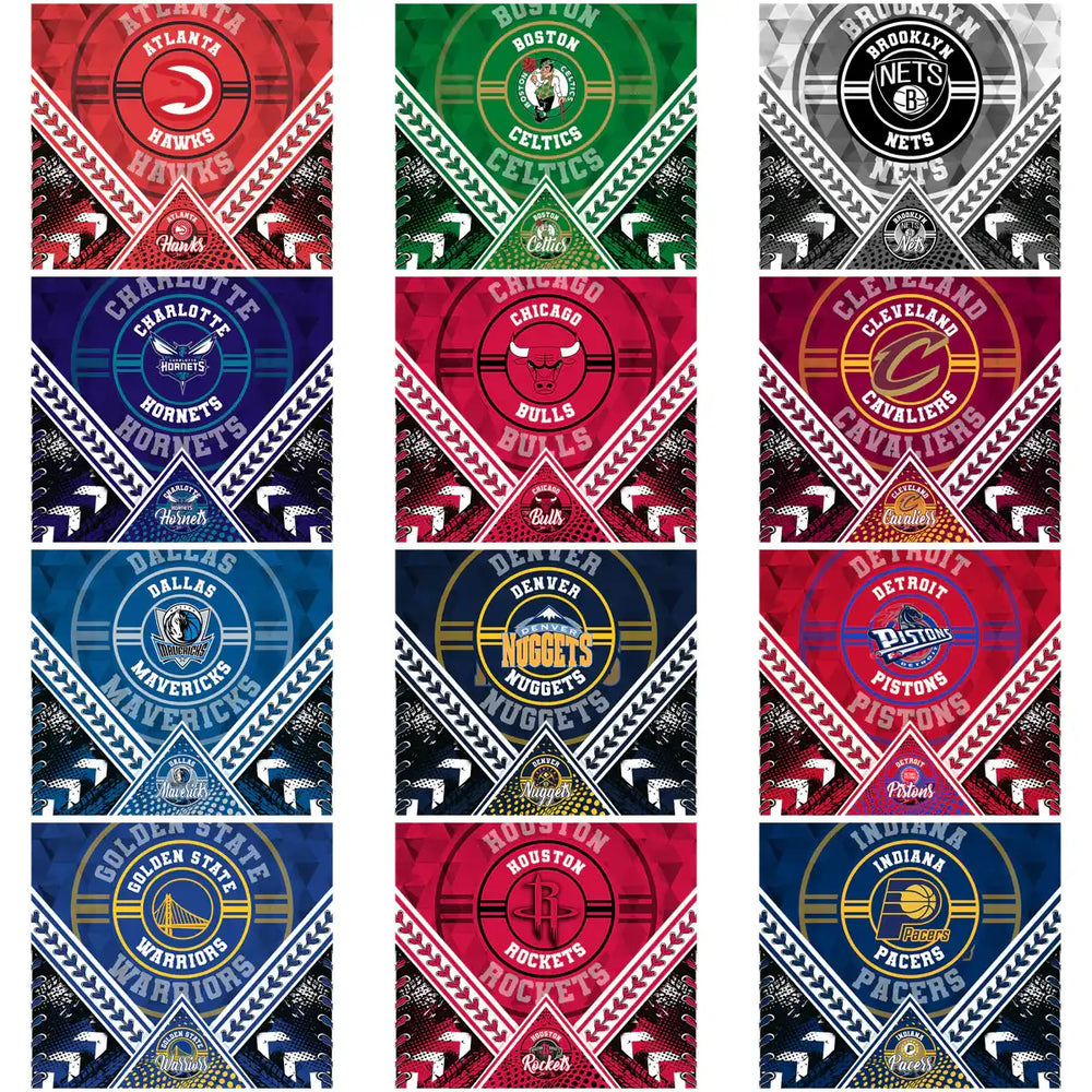 NBA team logos in geometric designs for DTF, DTG, embroidery, and tumbler wraps – print-ready PNG, SVG, PES