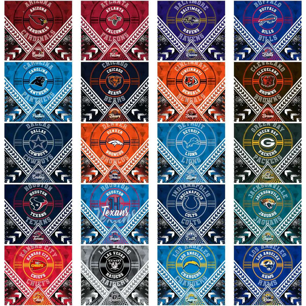 NFL team logos in geometric designs for DTF/DTG printing, print-ready PNG/SVG bundles