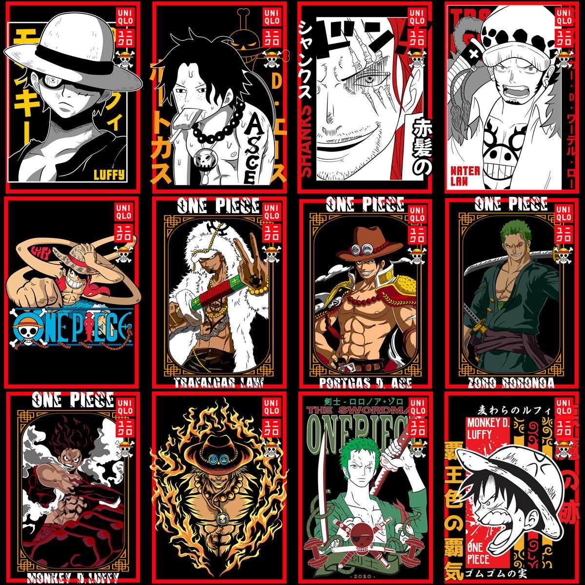 36 Brand Anime One Piece Streetwear Designs Bundle PNG