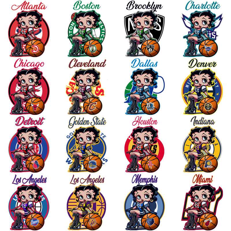 30 Basketball Teams Betty Boop Basketball Designs Bundle PNG