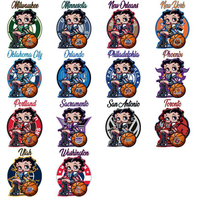 30 Basketball Teams Betty Boop Basketball Designs Bundle PNG