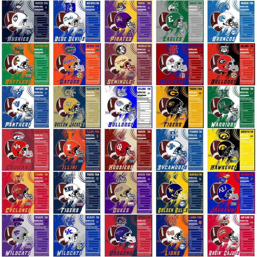 125 NCAA College Sports Team Fan Wrap CFB Tumbler Wrap Bundle JPG