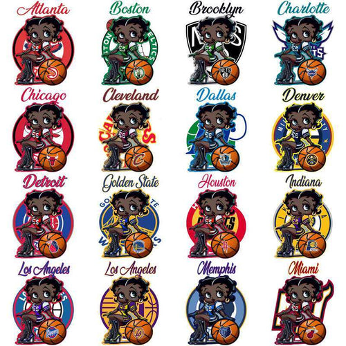 30 Basketball Teams Betty Boop Basketball Melanine Designs Bundle PNG