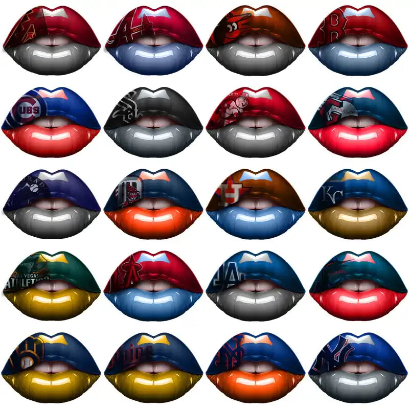 Baseball team logo lips designs for DTF, DTG, embroidery, and tumbler wraps – print-ready PNG, SVG, PES