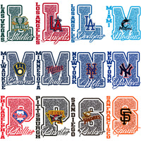 Load image into Gallery viewer, 30 Baseball Teams Glitter Letter Designs Bundle PNG
