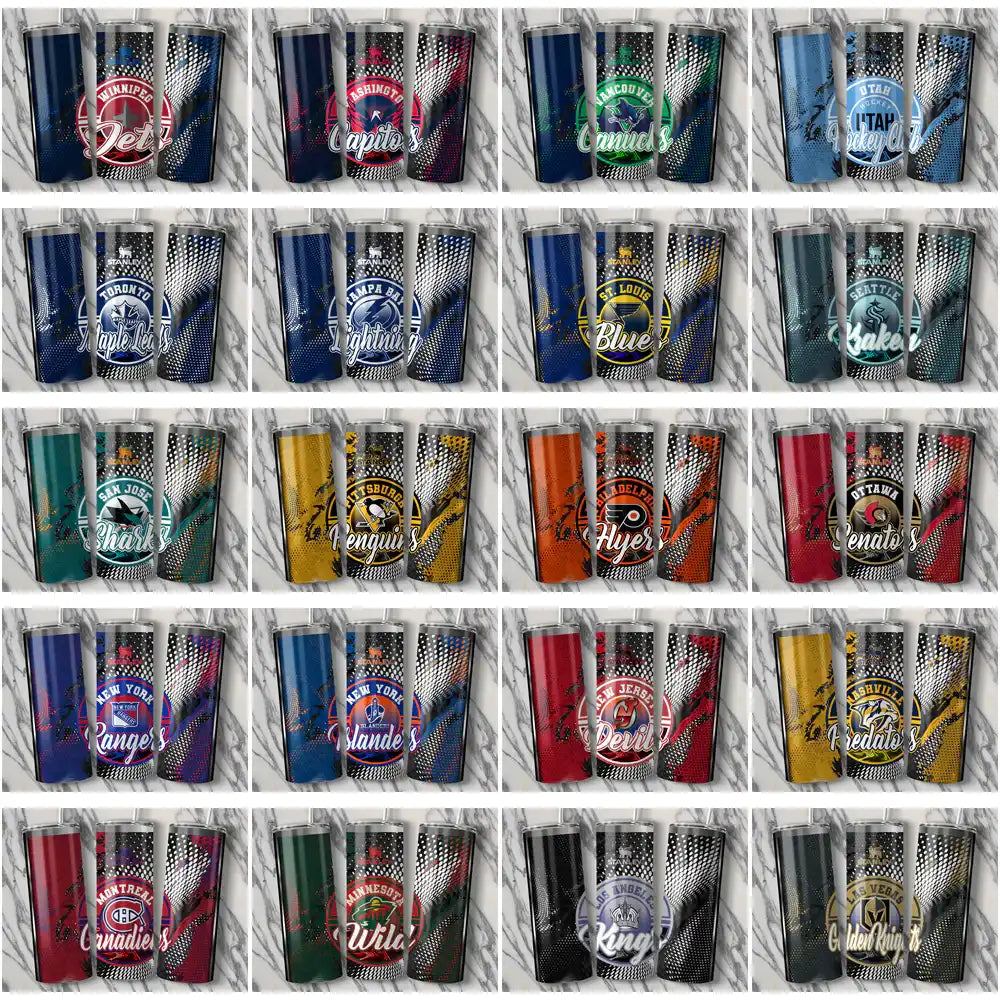 NHL team tumbler wrap designs for DTF/DTG printing – print-ready PNG, SVG, PES files for instant download