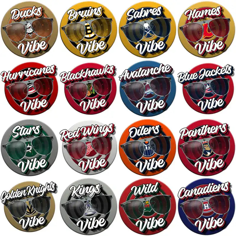 NHL team vibe sunglasses designs for DTF/DTG and embroidery, print-ready PNG, SVG, PES