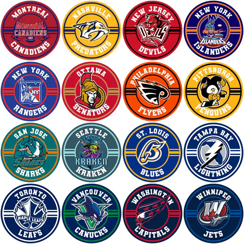 NHL team logos including Canadiens, Predators, Devils, Islanders, Rangers, Senators, Flyers, Penguins, Sharks, Kraken, Blues, Lightning, Leafs, Canucks, Capitals, Jets