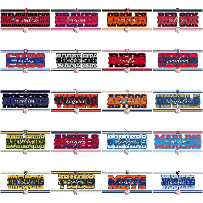 MLB team logos with baseballs, print-ready for DTF, DTG, embroidery, tumbler wraps