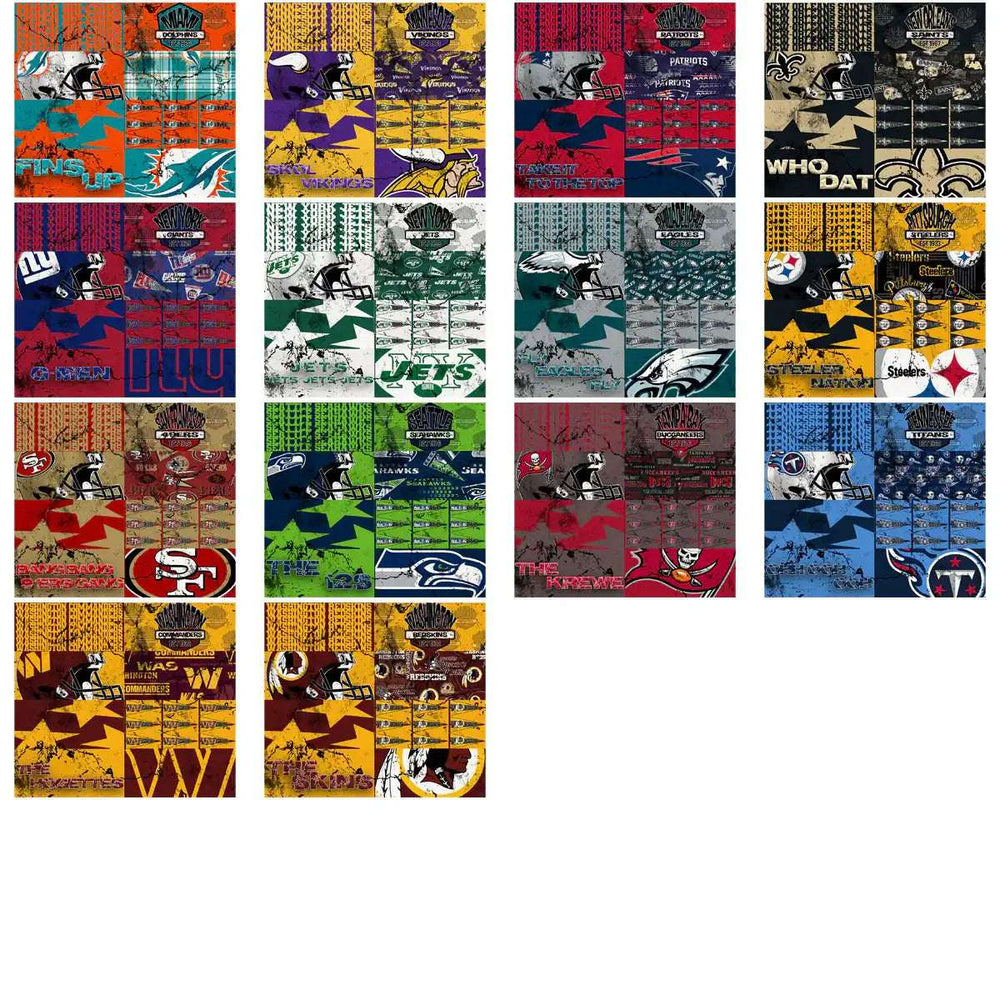 NFL team graphic designs for DTF, DTG, embroidery & tumbler wraps — print-ready PNG, SVG, PES files