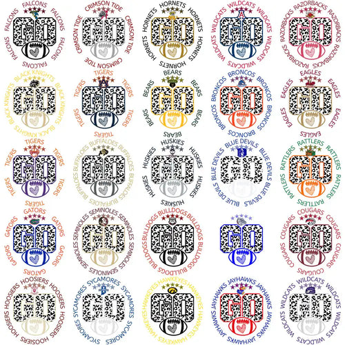 Leopard print GO football team designs for DTF, DTG, embroidery, tumbler wraps – instant download PNG SVG PES