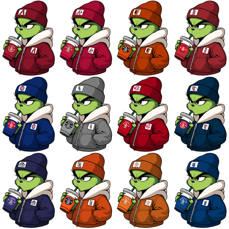 30 Baseball Teams Grinch Starbucks Designs Bundle PNG