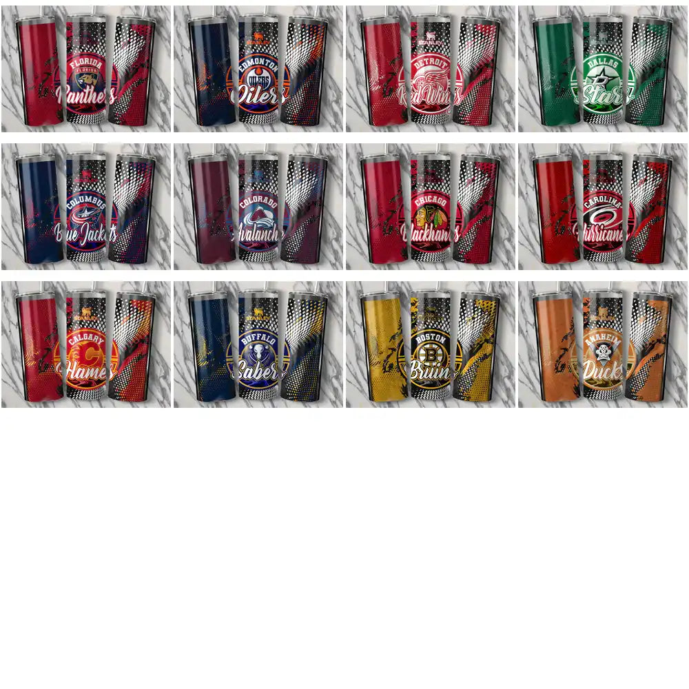 NHL team tumbler wrap designs for DTF, DTG, embroidery — print-ready PNG, SVG, PES files