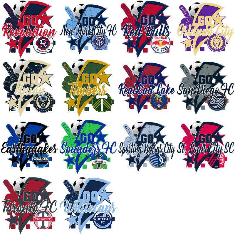 30 Soccer Teams Go Team Bolt Designs Bundle PNG