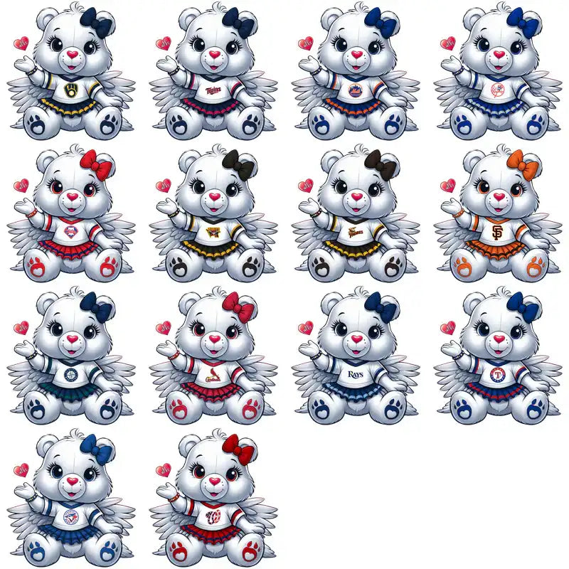 Cute angel bear designs in sports jerseys for DTF/DTG and embroidery, print-ready PNG/SVG files