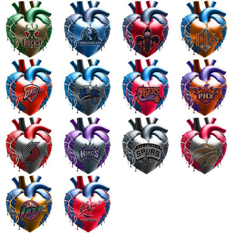 30 Basketball Teams Bleeding Heart Designs Bundle PNG