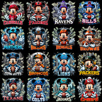 Load image into Gallery viewer, 32 Cartoon Mickey Money Football Teams ( Black knockout ) Designs Bundle PNG
