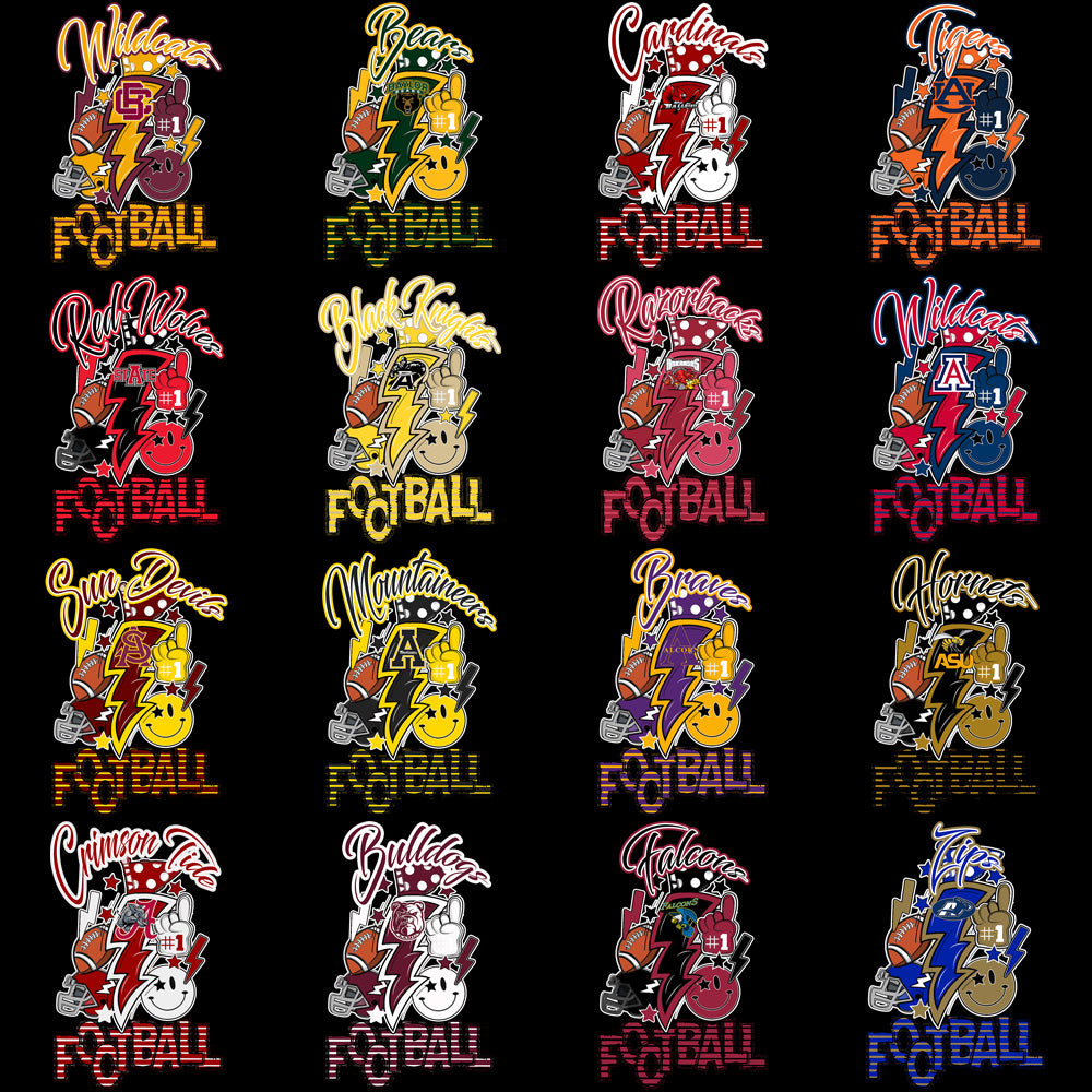 124 College NCAA Team Bolt Football PNG Designs Bundle