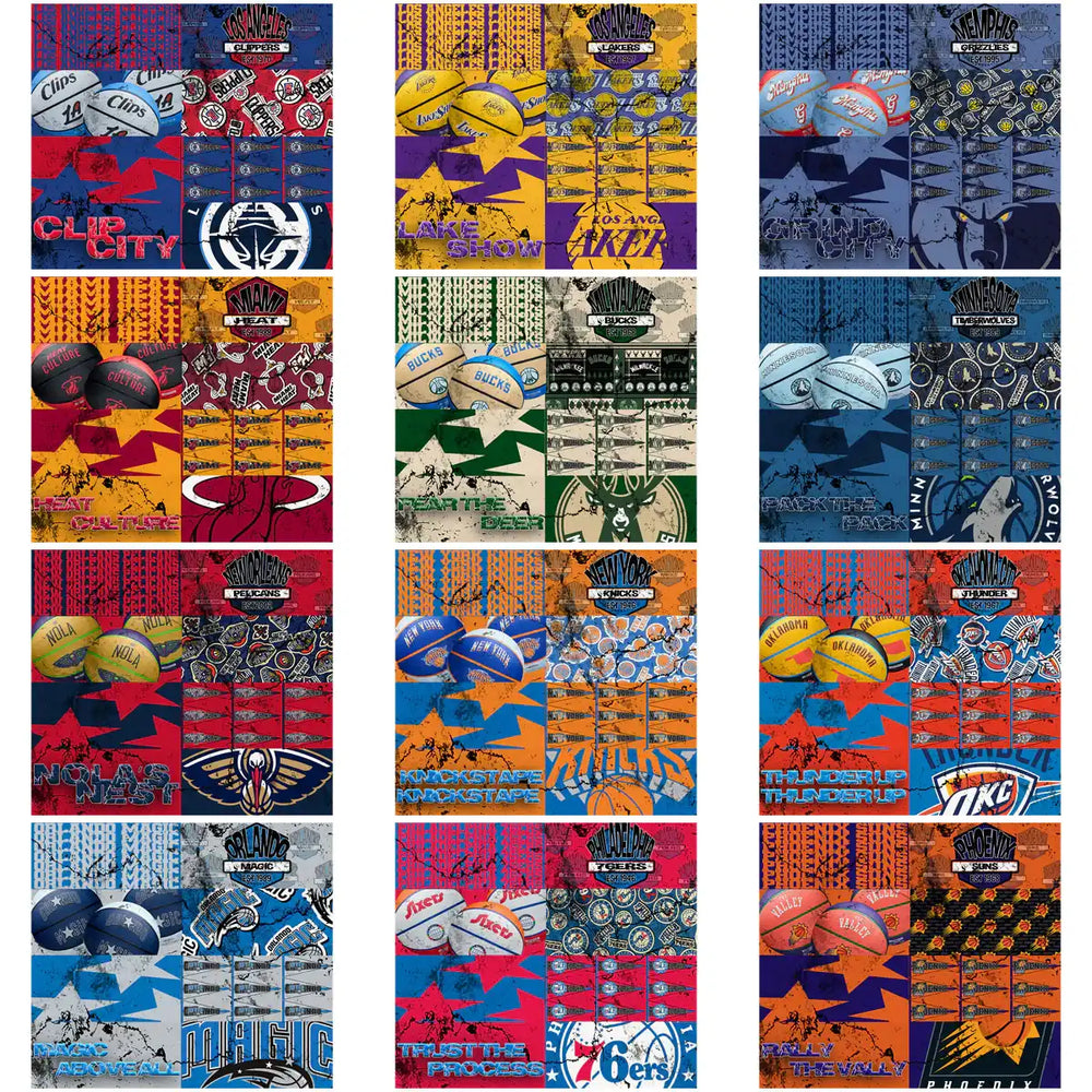 NBA team basketball designs for DTF, DTG, embroidery — print-ready PNG, SVG, PES bundles