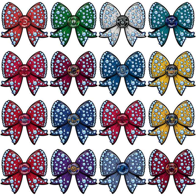 30 Basketball Teams Bling Bow Designs Bundle PNG