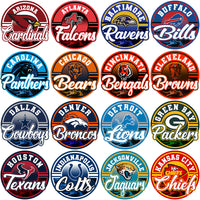 32 Football Teams Circular Metallic Logos Designs Bundle PNG