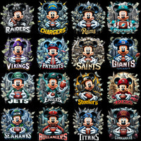 Load image into Gallery viewer, 32 Cartoon Mickey Money Football Teams ( Black knockout ) Designs Bundle PNG
